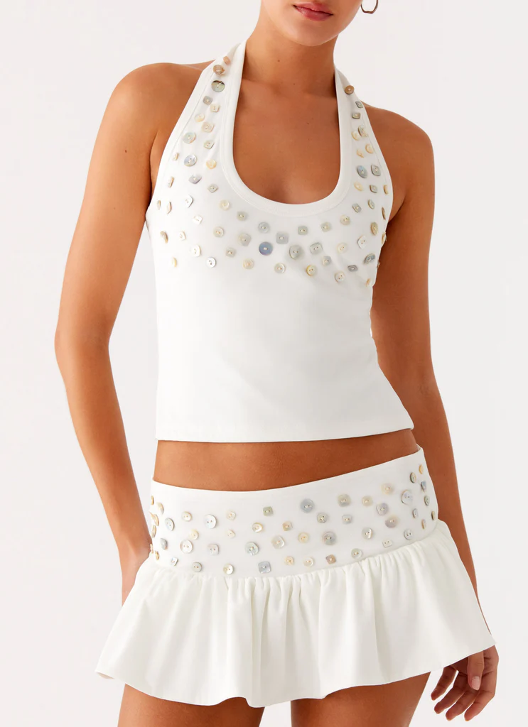 Top a spalline Vegas Nights - Bianco
