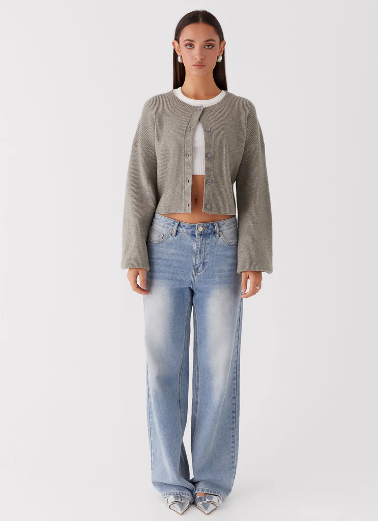 Cardigan Daphne in Maglia - Grigio Chiaro