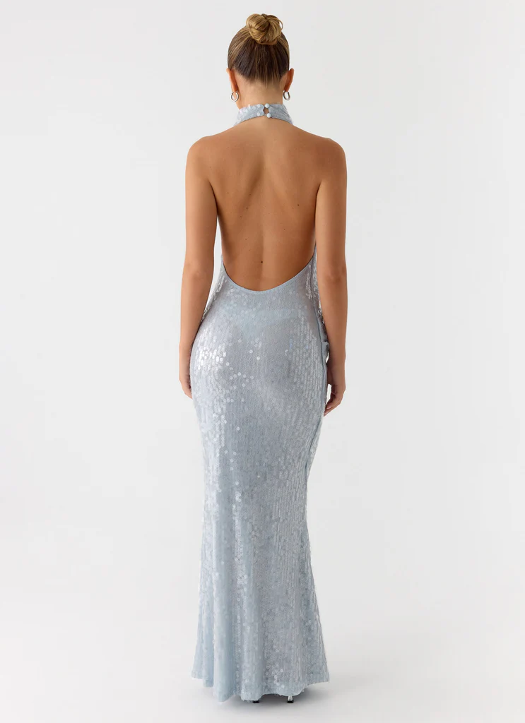Abito Maxi con Paillettes Kaida - Blu Grigio