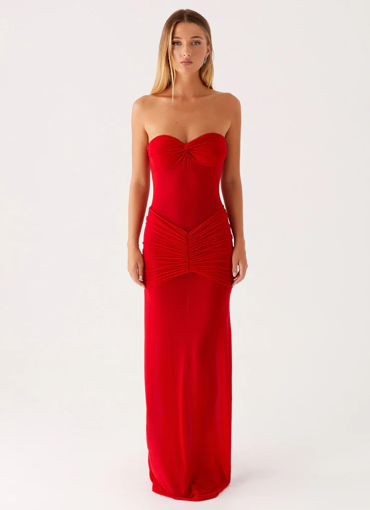 Abito Maxi in Reté Ottilie - Rosso