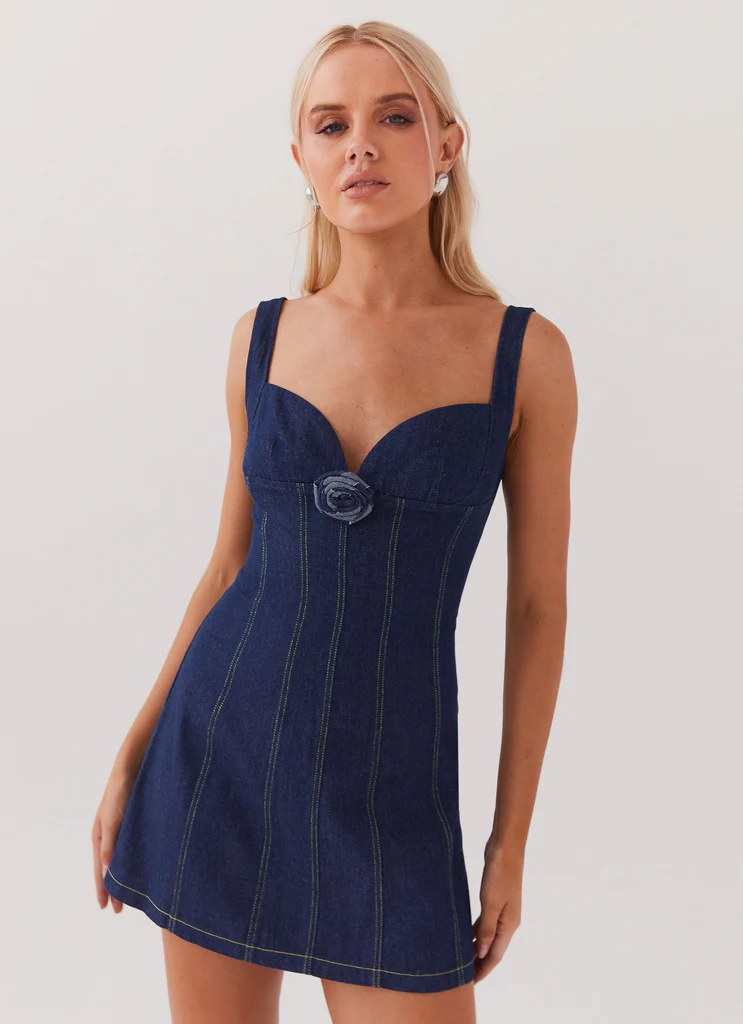 Vestito Mini in Denim Rosalia - Indigo