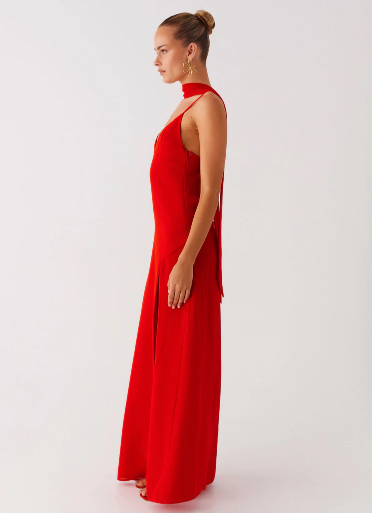 Yorke Scarf Maxi Dress - Rosso Lampone