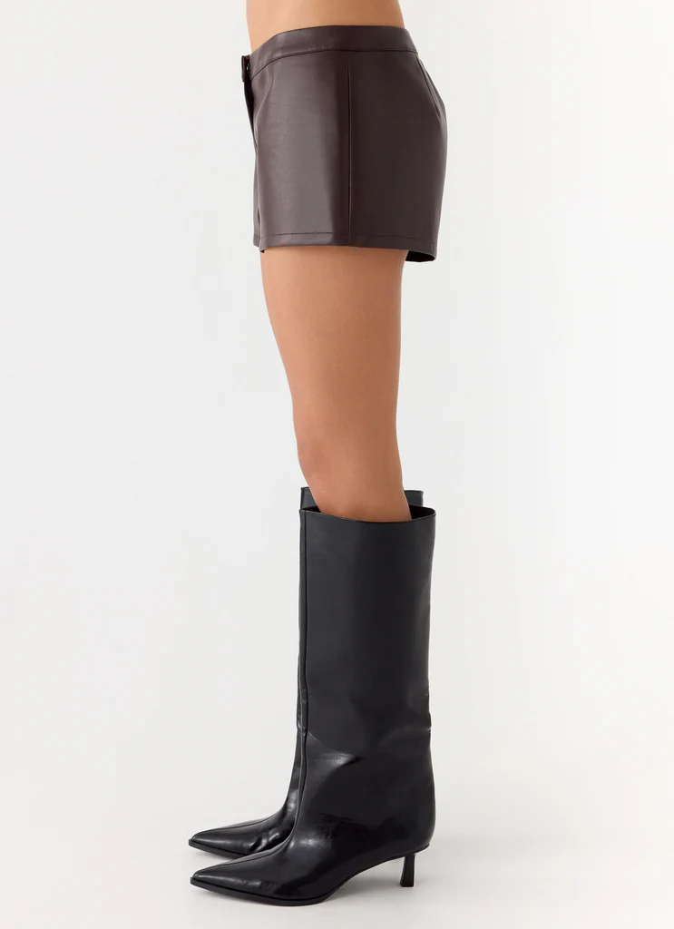 Shorts Micro Mini in Pelle Finta Coastline - Cioccolato