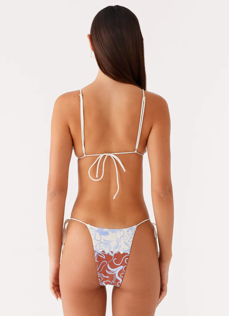Top per bikini a fascia con perline Ryland - Stampato Bloom Wave