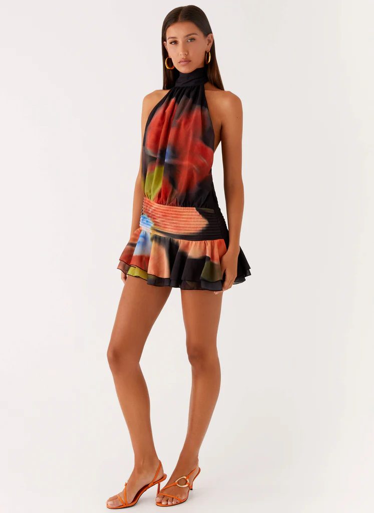 Vestito Mini in Chiffon Willow – Fiori Intensi Vestito Mini in Chiffon Willow - Fiori Intensi