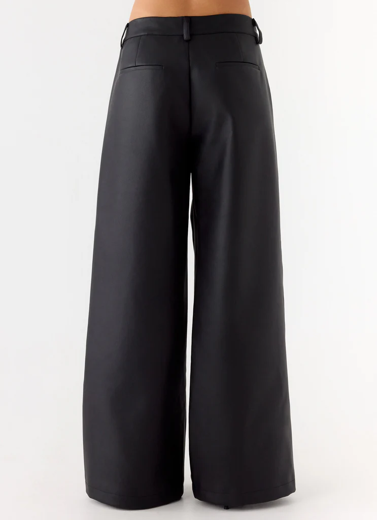Pantaloni in Pelle Finta a Vita Bassa Samuel - Nero