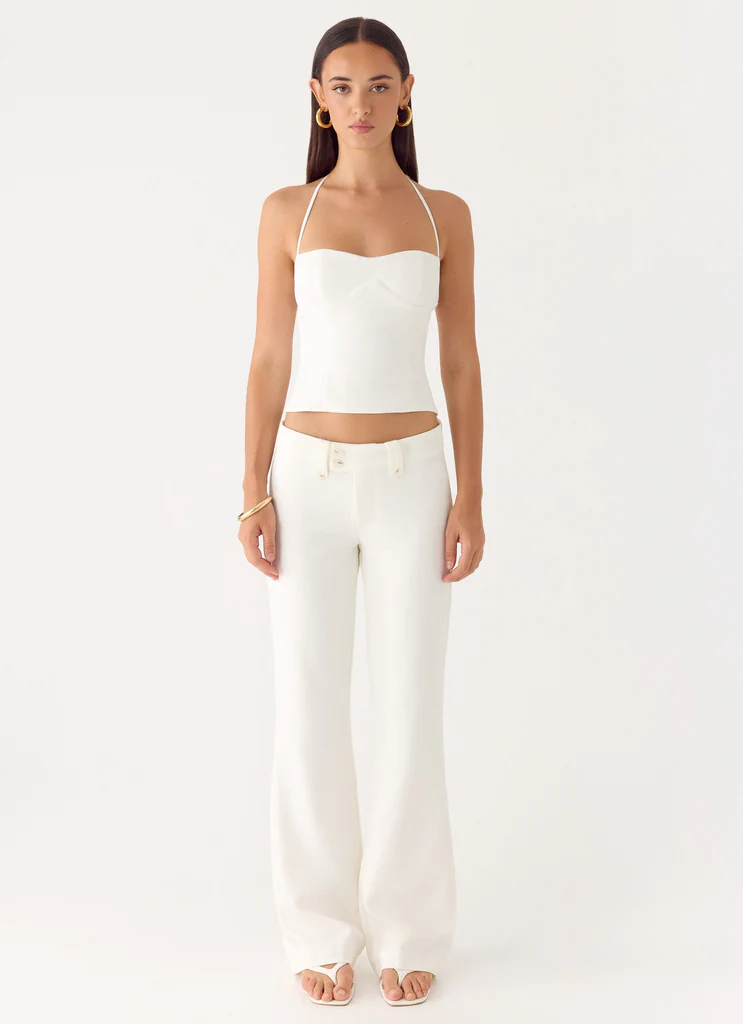 Pantaloni in Tessuto Sartoriale Weiss Low Rise - Bianco