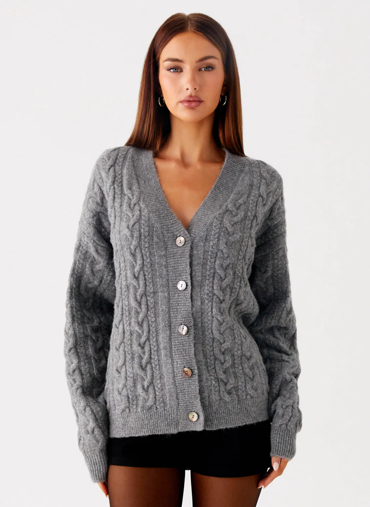 Cardigan Frawley in Lana a Coste - Grigio