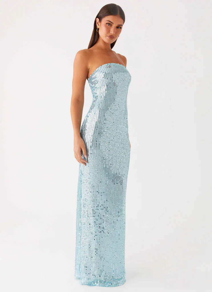 Abito Maxi con Paillettes Lyric - Turchese