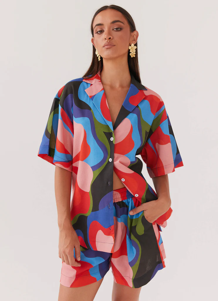Camicia Oversized in Lino Sweet Relief - Fantasia Floreale