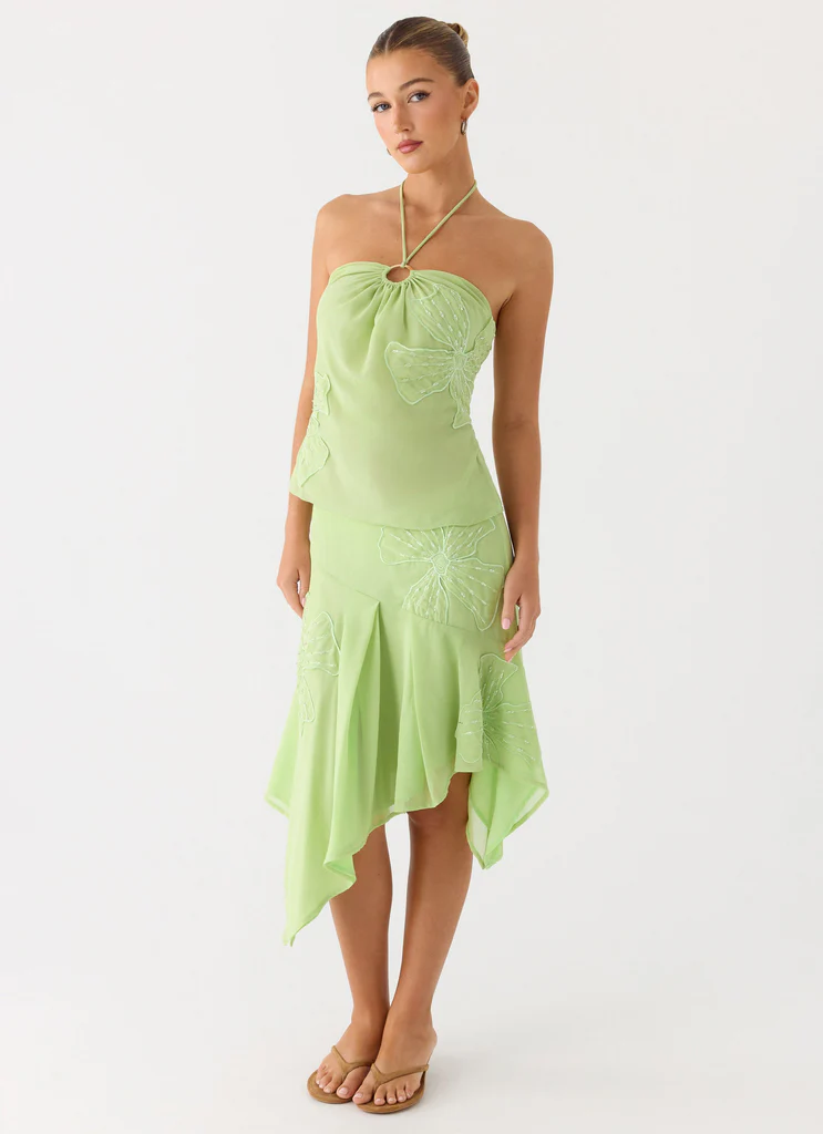 Teneika Mini gonna con fiori applicati - Lime