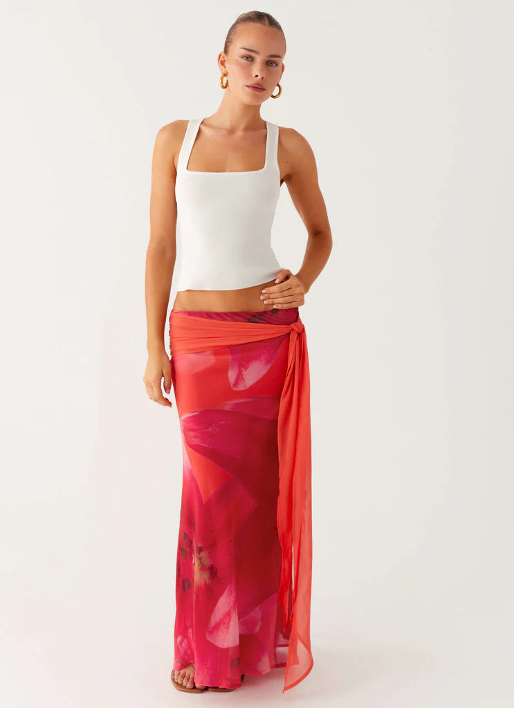 Gonna Maxi Raya - Fiori di Melone Pesca