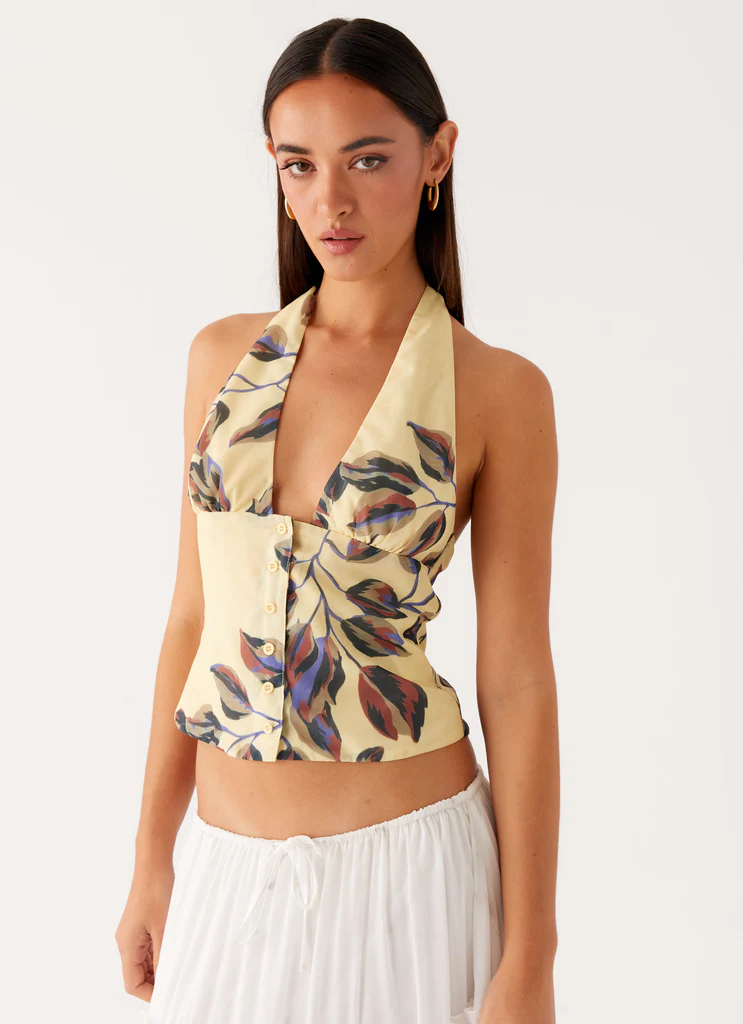 Top a spalline Devoted - Fiori Buttercream