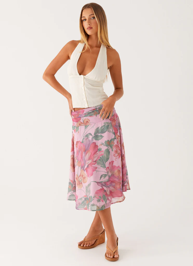 Valley Midi Skirt - Rosa Fiorato
