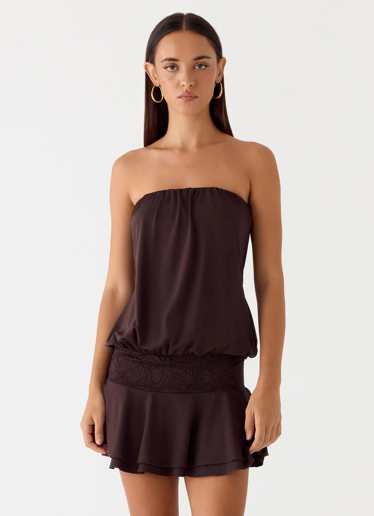 Vestito Mini Senza Spalline Noreen - Cioccolato Torte
