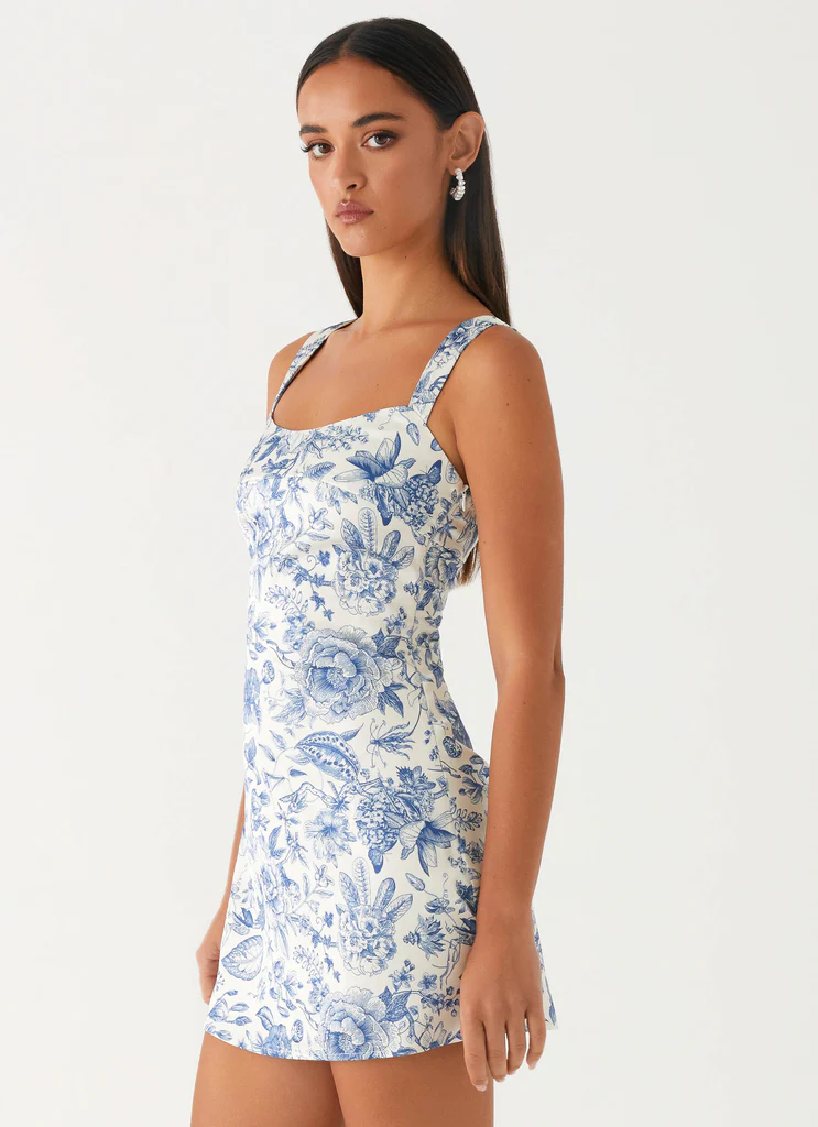 Odelette Abito Mini in Seta - Blu Paisley