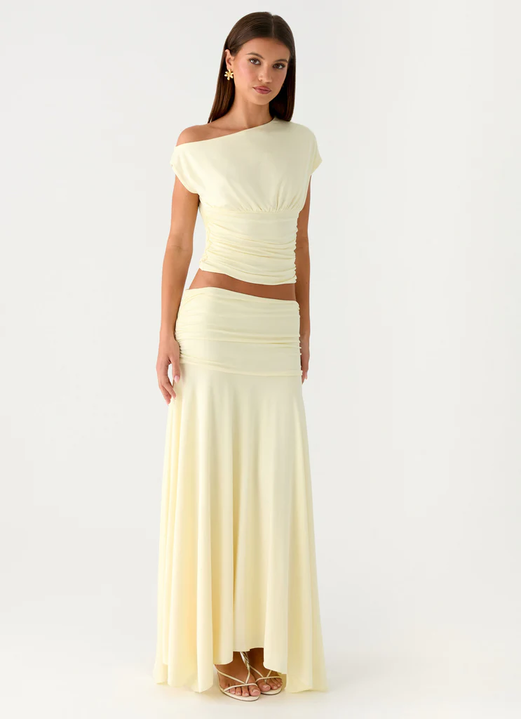 Maxi gonna con arricciature Liana - Giallo