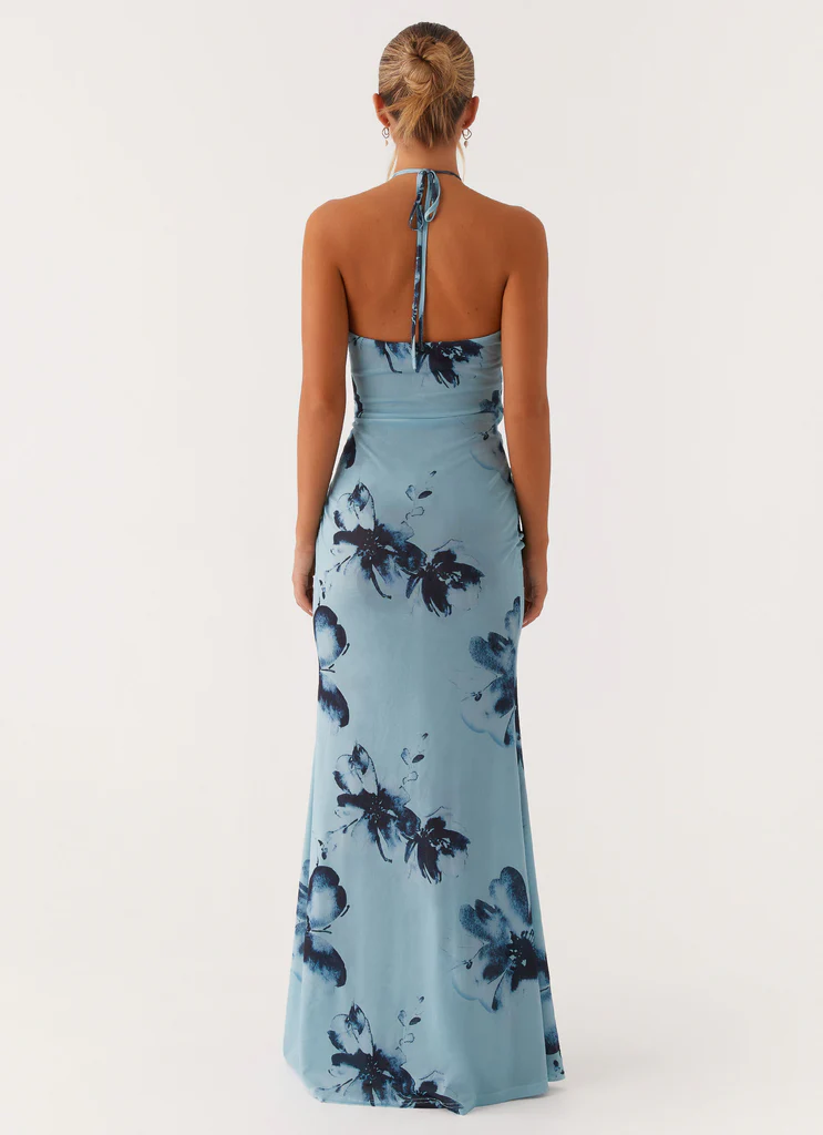Abito Maxi Antonia - Fiori Nero Blu