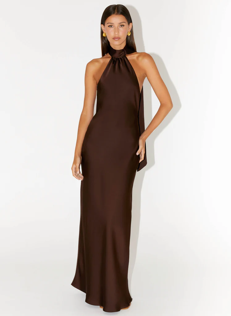 Keena Scarf Maxi Dress - Cioccolato