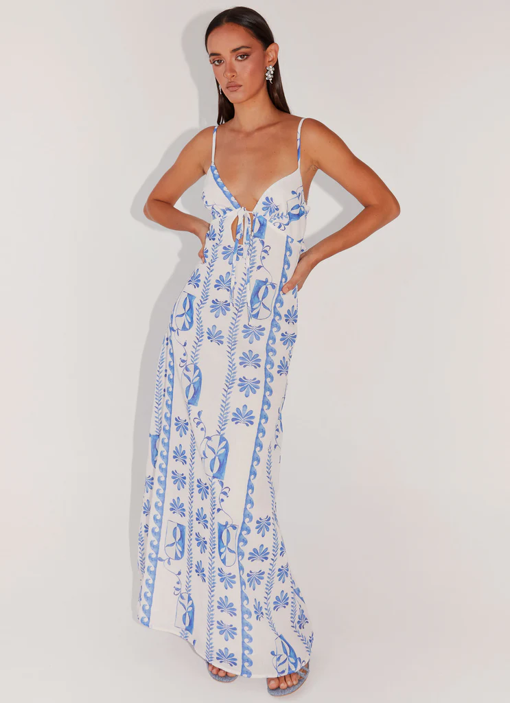 Abito Maxi in Lino Flora – Wave Floreale Abito Maxi in Lino Flora - Wave Floreale