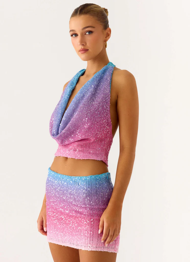 Top in maglina con strass One More Time - Ombra disco