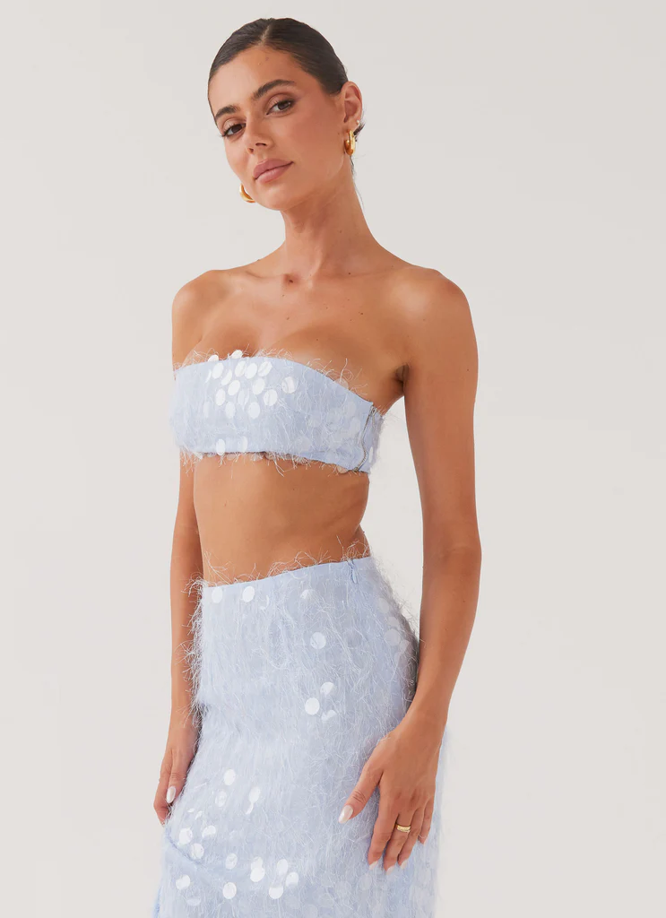 Top Bandeau Kyleigh in Tessuto Con Paillettes Strutturato - Neve Lavanda