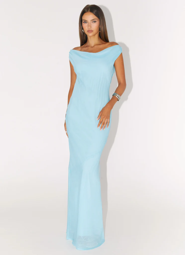 Abito Maxi in Chiffon Brittany - Turquoise