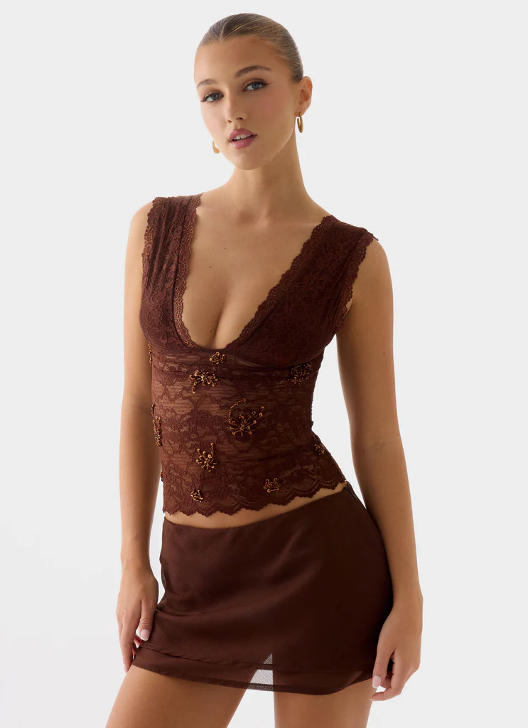 Top in pizzo Sommers – Cioccolato Top in pizzo Sommers - Cioccolato