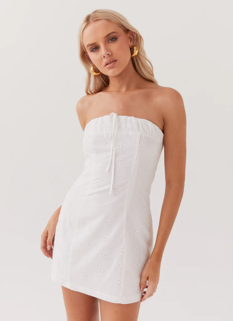 Mini Vestito Bronwyn Broderie - Bianco