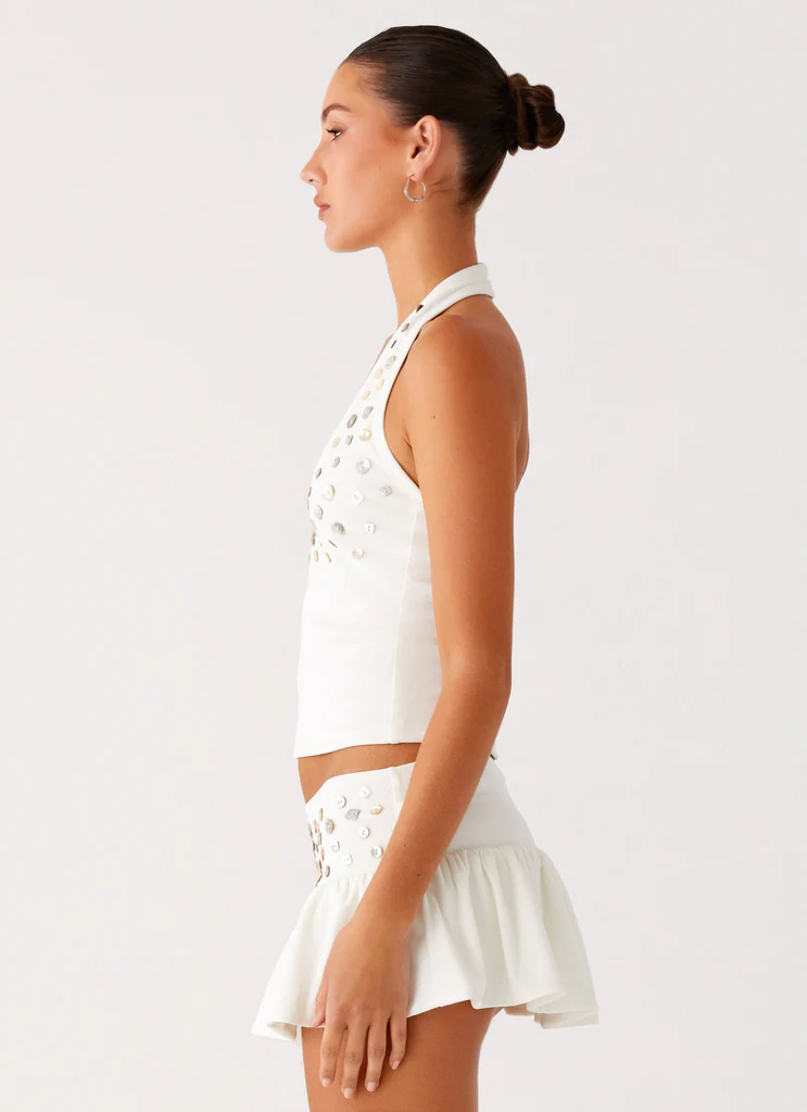 Top a spalline Vegas Nights - Bianco