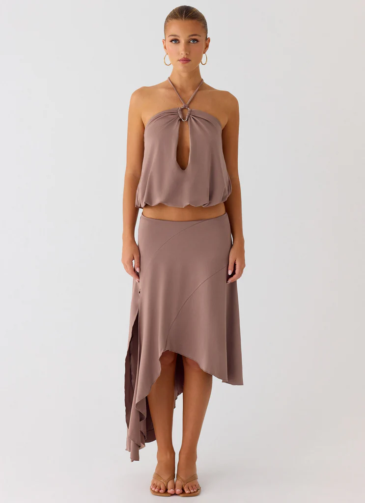 Top a spallino Jisoo - Taupe Deserto