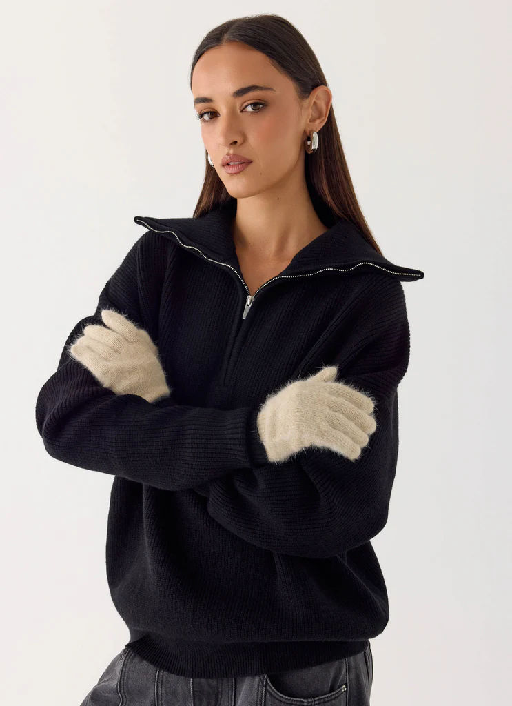 Guanti in Maglia Tempo Nuvoloso - Avorio