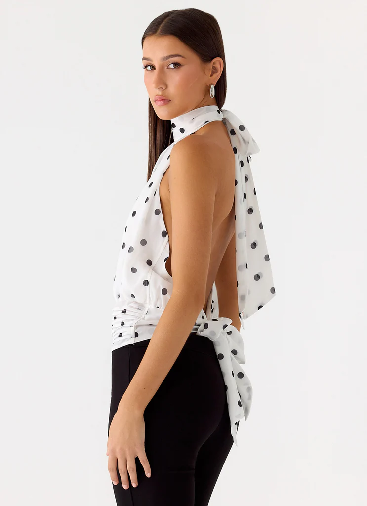 Top in chiffon di salice - Puntini bianchi