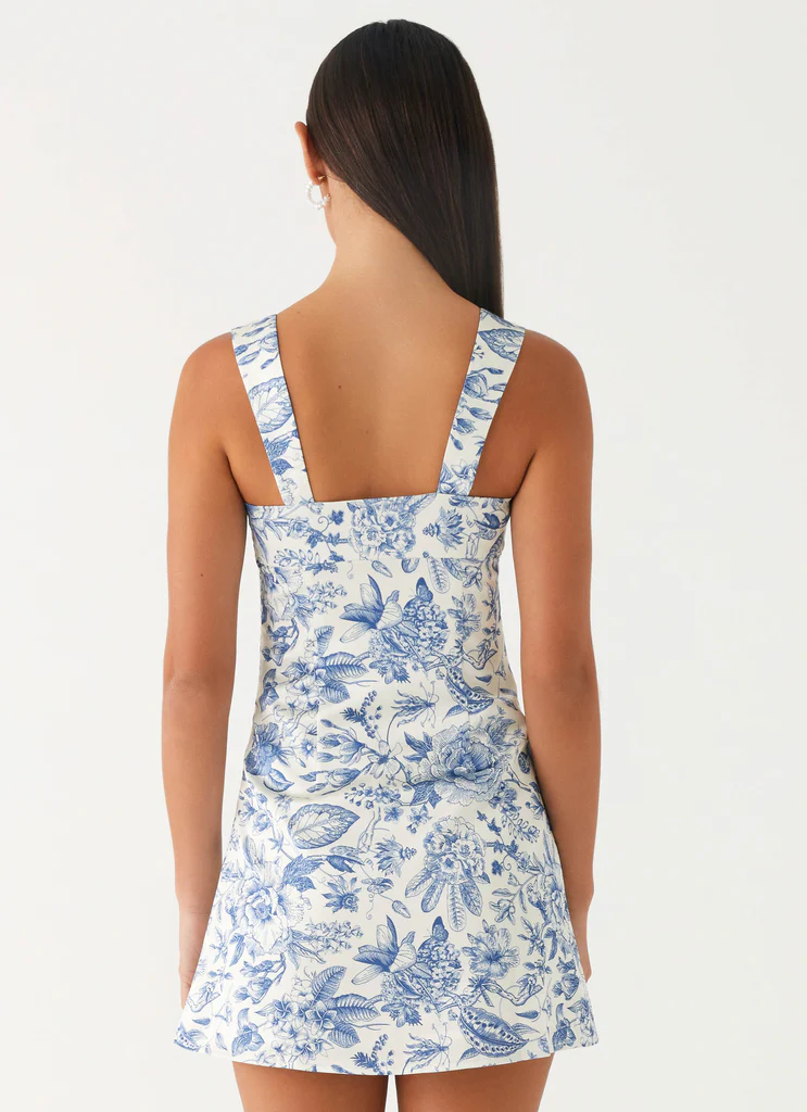 Odelette Abito Mini in Seta - Blu Paisley