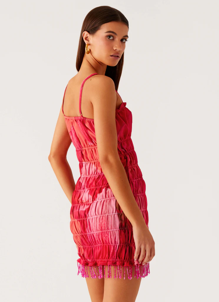Abito Mini in Chiffon Refresh Me - Fiori Melone Pesca