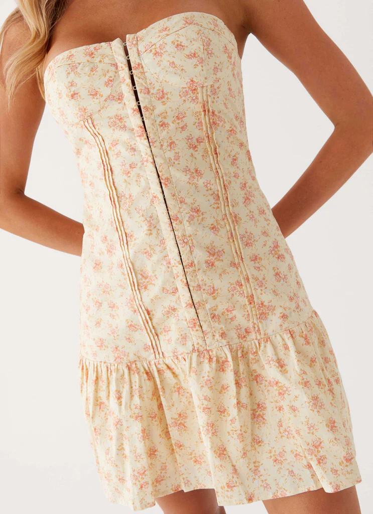 Vestito Mini Bustier Bloomsbury - Fiori Gialli Discreti