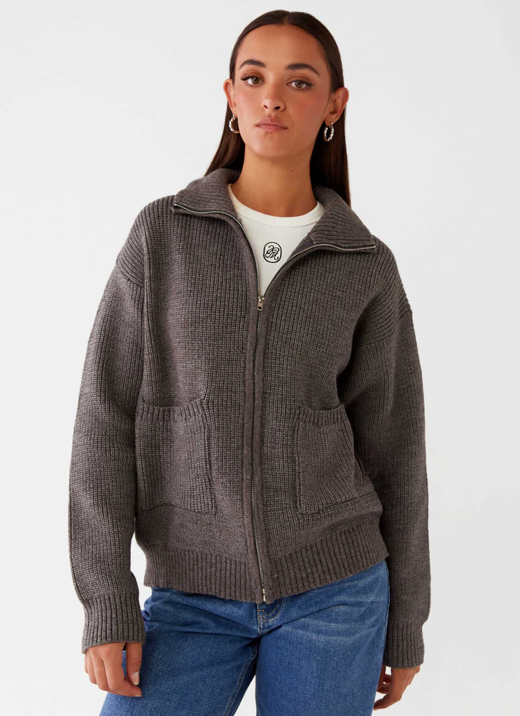 Cardigan oversize con cerniera Common Ground - Grigio