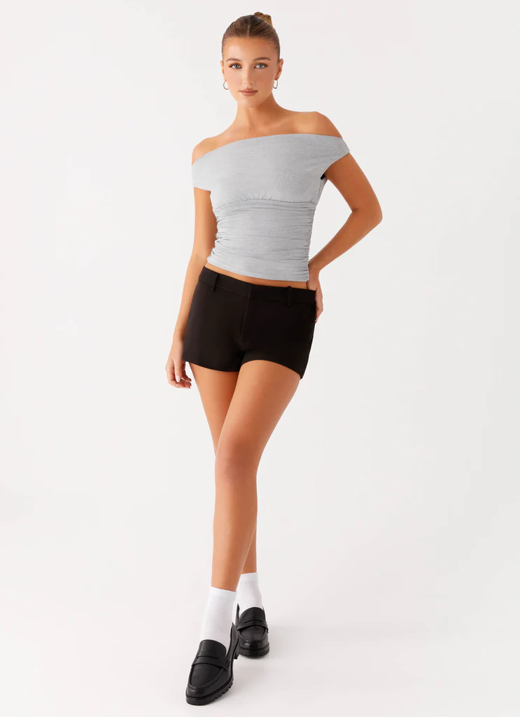 Top Reva a Spalla Scollopata - Grigio