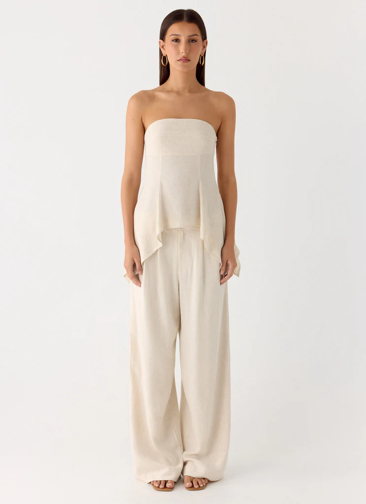 Rossi Hanky Hem Top in Lino - Avena