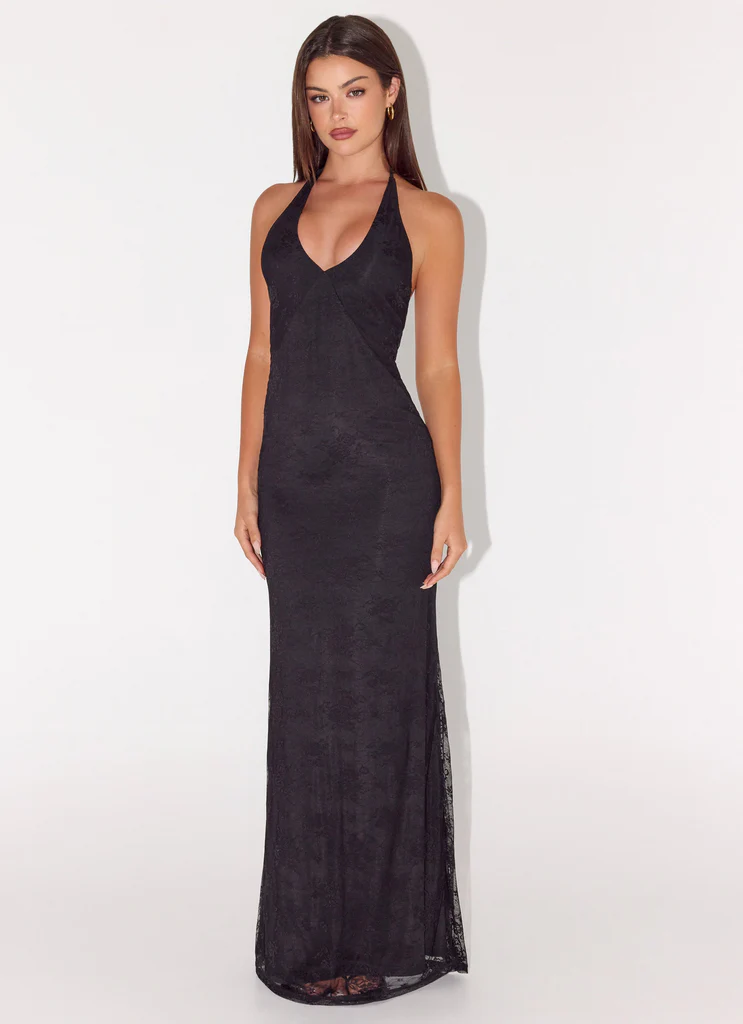 Abito Maxi in Pizzo Knowles - Nero