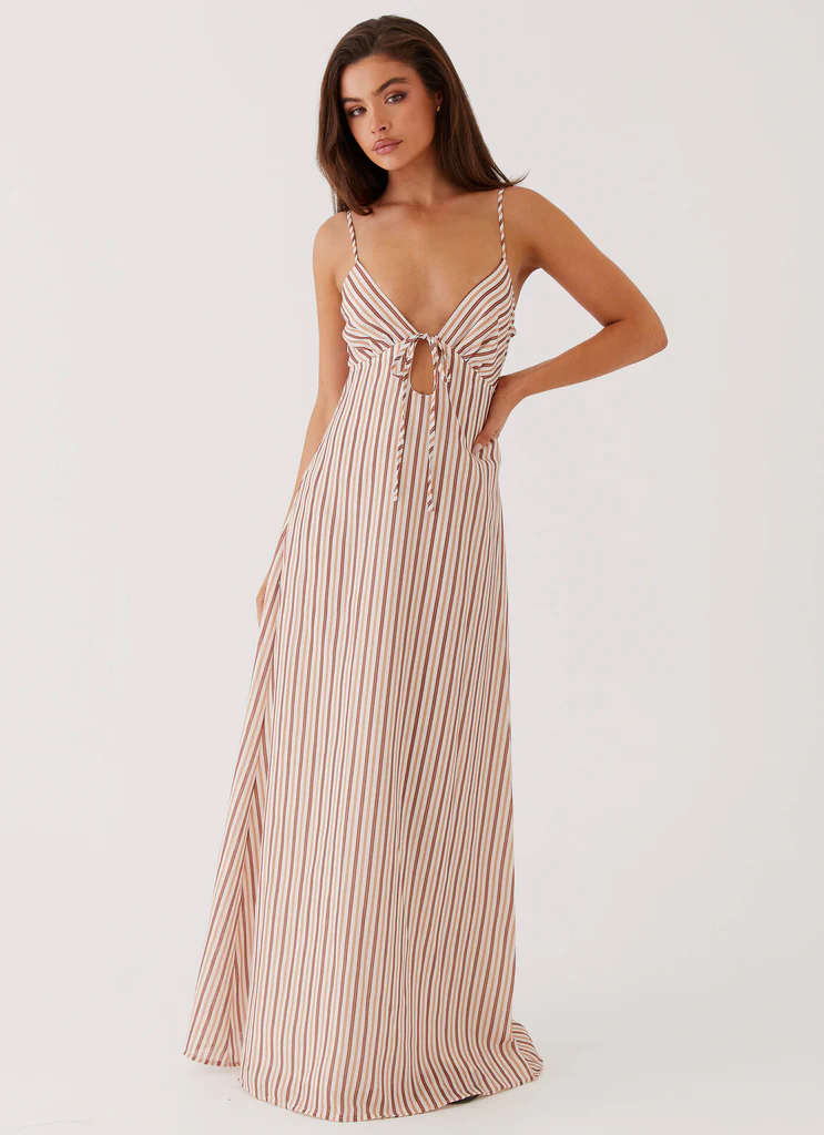 Abito Maxi in Lino Flora - Strisce Passiflora