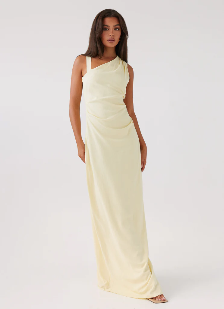 Abito Maxi in Lino con Charm Daffodil - Giallo Girasole