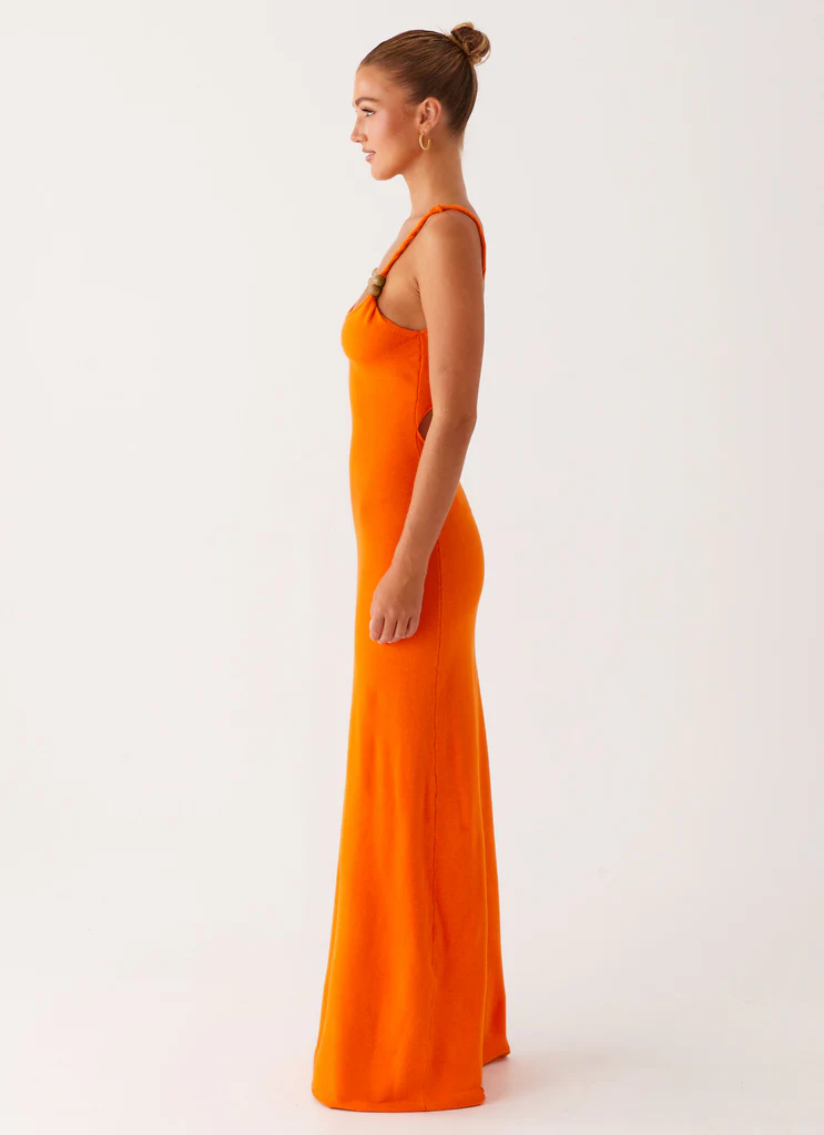 Elaina Abito Maxi in Maglia - Arancione