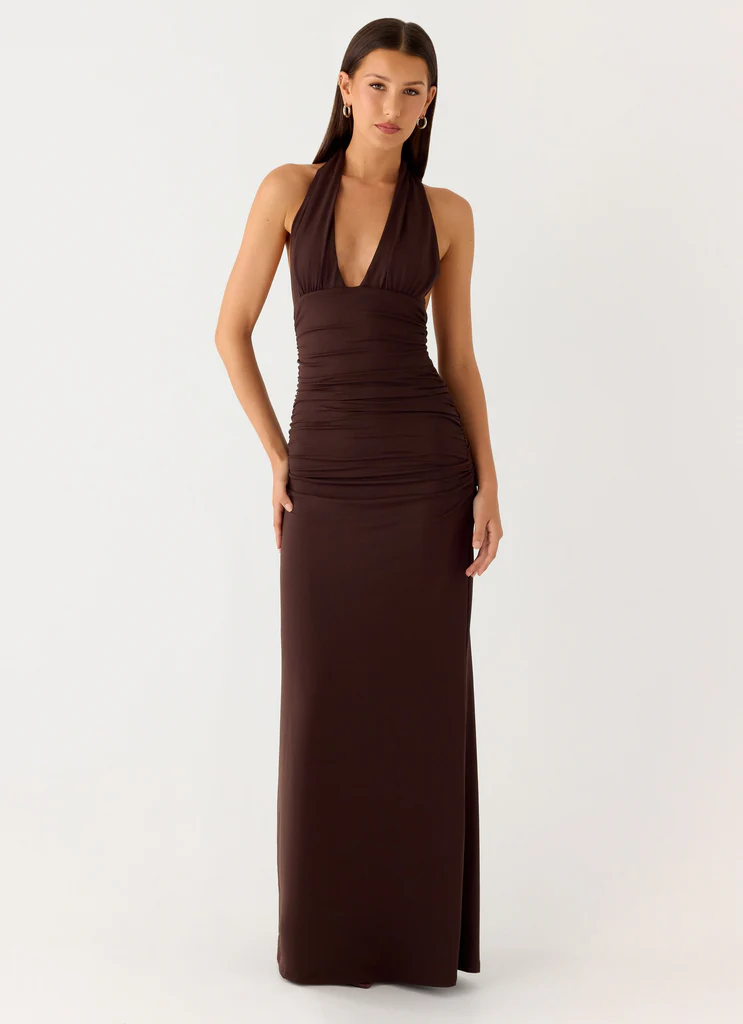 Abito Maxi Ilaria Halter - Cioccolato