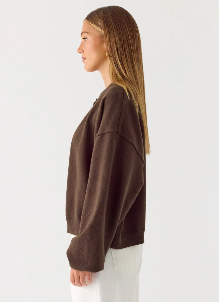 Cardigan a un bottone Annie - Cioccolato
