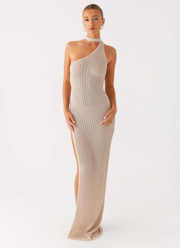Carryn Knit Maxi Dress - Beige