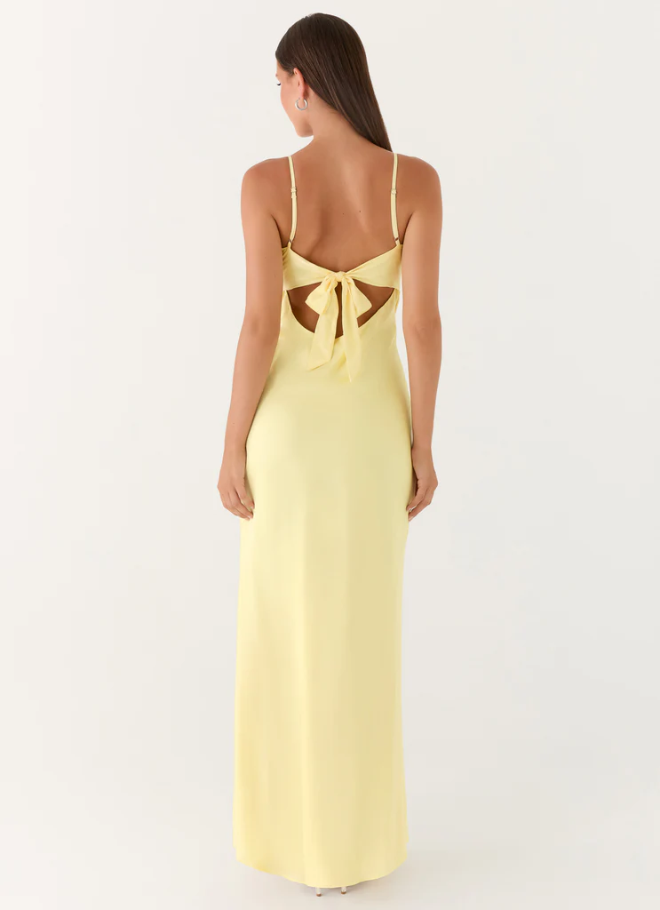 Abito Maxi in Seta Flora - Limone