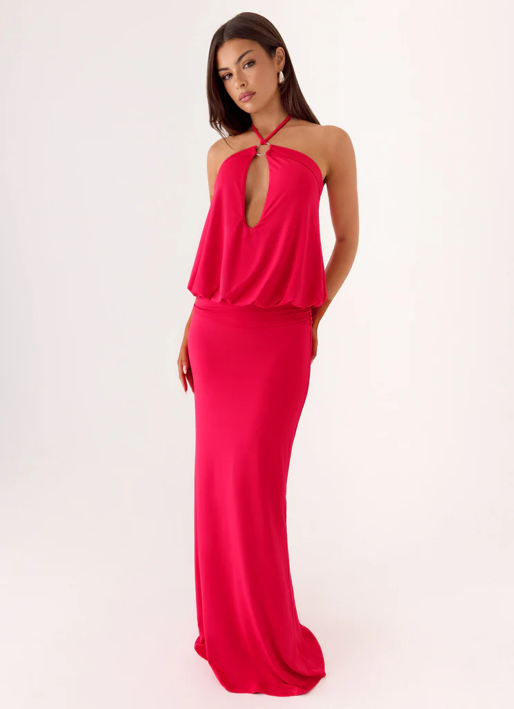 Telling You Maxi Dress - Rosso Magenta