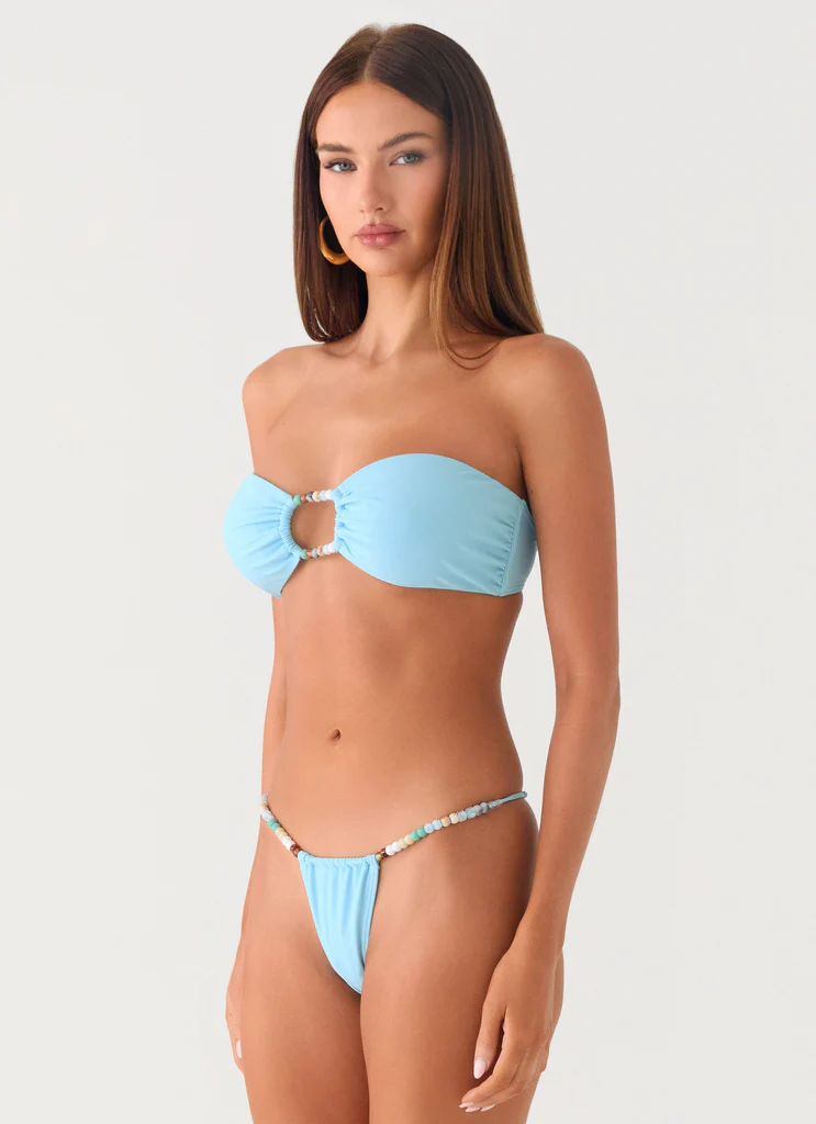 Top per Costume da Bagno Senza Cinturino Coastal Breeze con Fili di Perline - Turchese