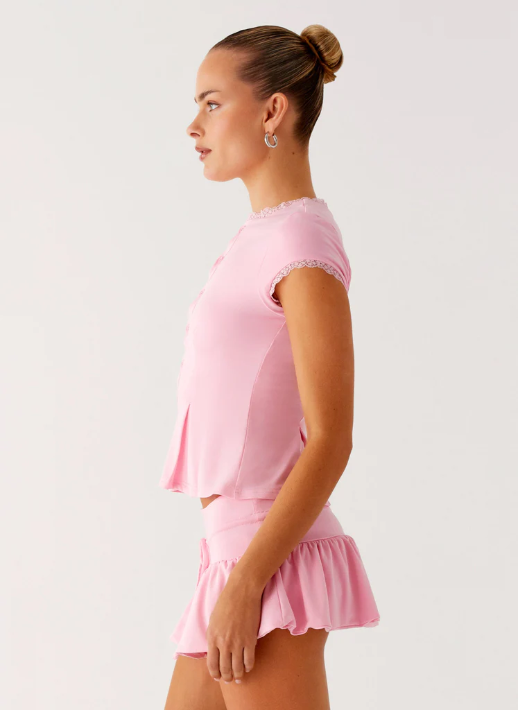 Top a bottoni Landon - Rosa